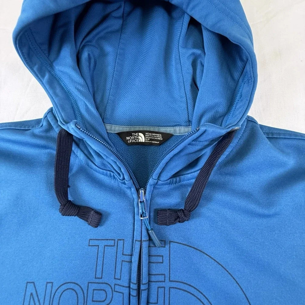 The North Face Knit Sweater Fleece Full Zip Logo Hoodie Men's Small‎ Aqua Blue
